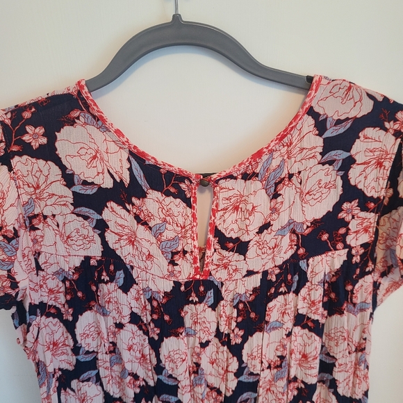 Knox Rose Women's Size Large Bohemian BoHo Tiered Floral Maxi Long Dress - Picture 7 of 13